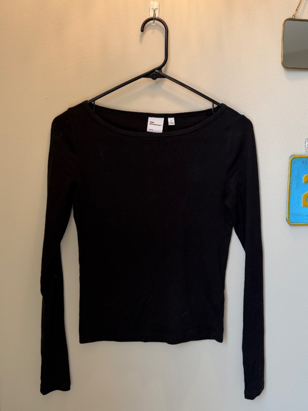 Aritzia TNA Homestretch Rib Boatneck Long Sleeve Tee